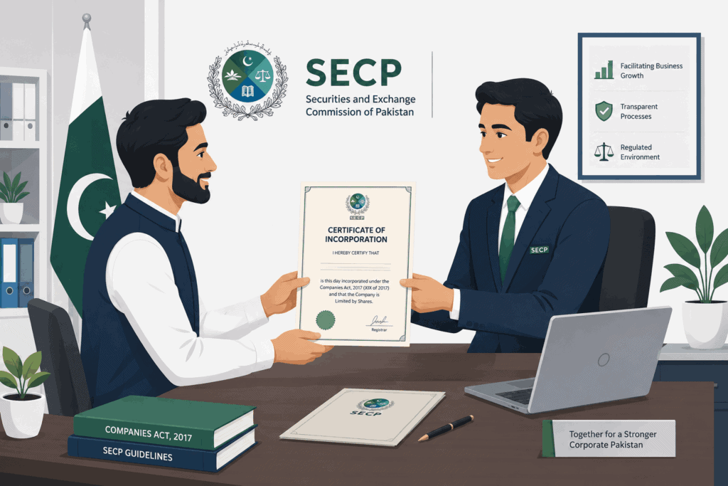 SECP company registration certificate illustration for Pakistan businesses